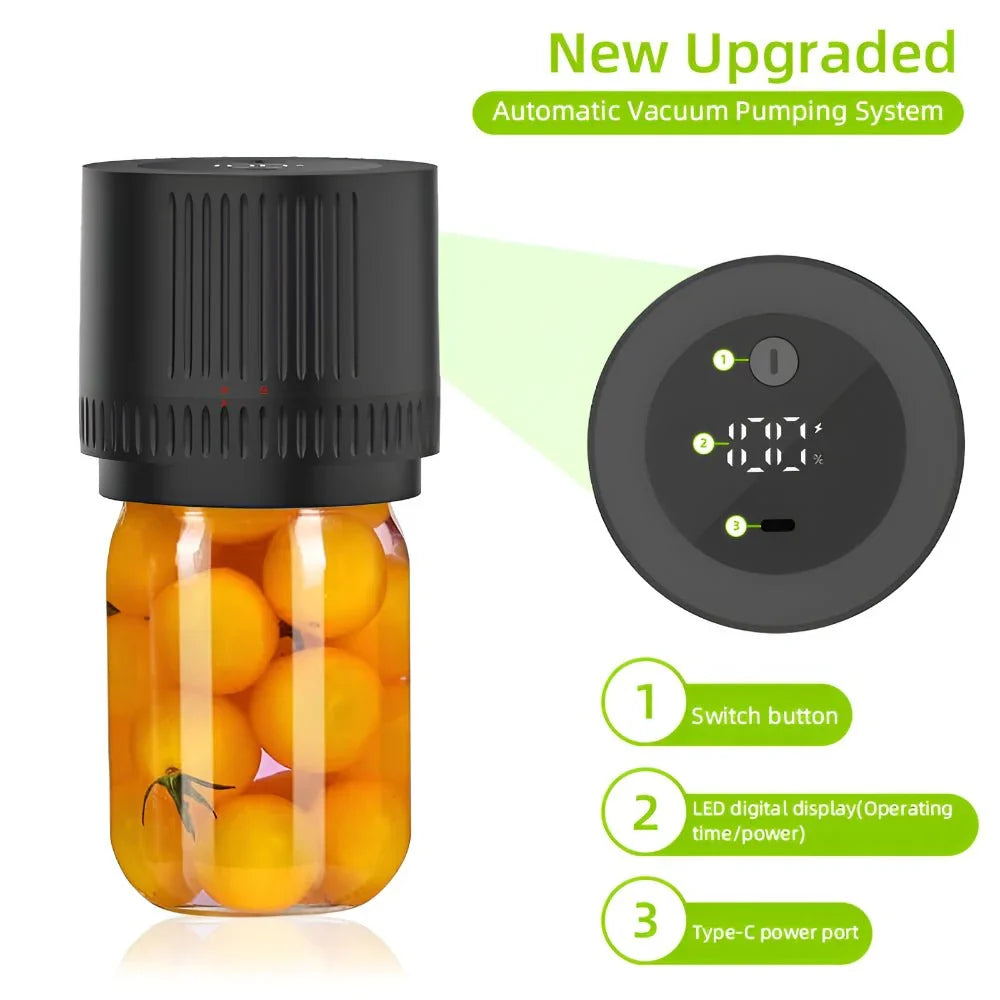 Electric Vacuum Sealer for Mason Jars | One Button Sealing in 40 to 60 Seconds | Cordless, Fits Wide and Regular Mouth Jars