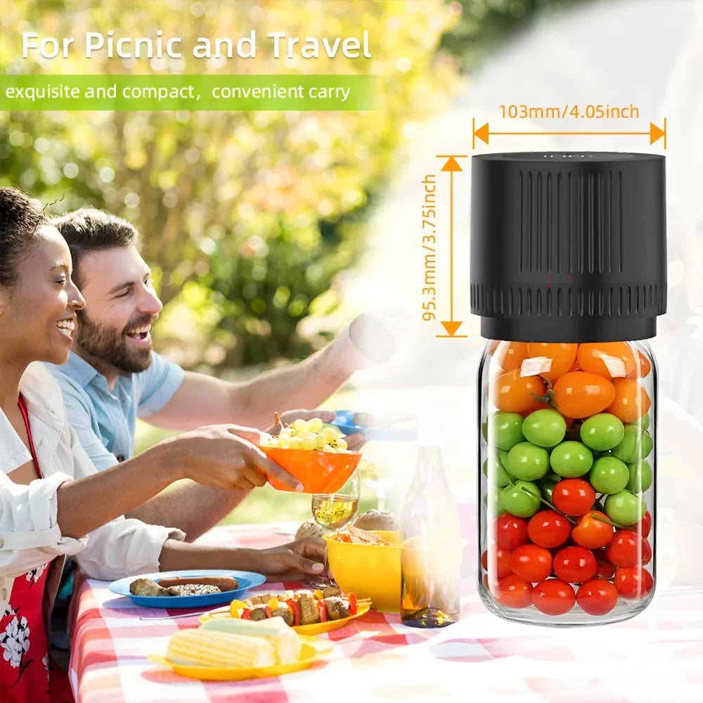 Electric Vacuum Sealer for Mason Jars | One Button Sealing in 40 to 60 Seconds | Cordless, Fits Wide and Regular Mouth Jars