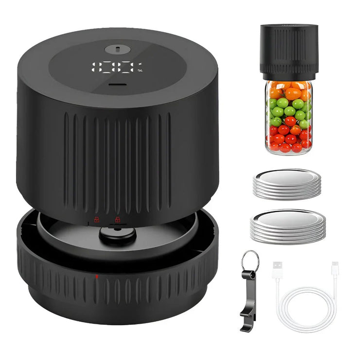 Electric Vacuum Sealer for Mason Jars | One Button Sealing in 40 to 60 Seconds | Cordless, Fits Wide and Regular Mouth Jars