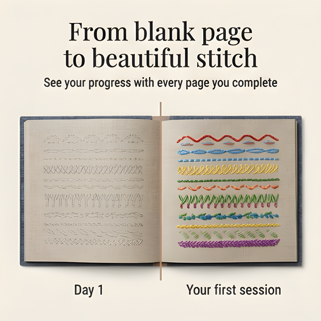 Embroidery Book Set | Stitch Sampler With Threads And Needles