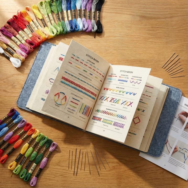 Embroidery Book Set | Stitch Sampler With Threads And Needles