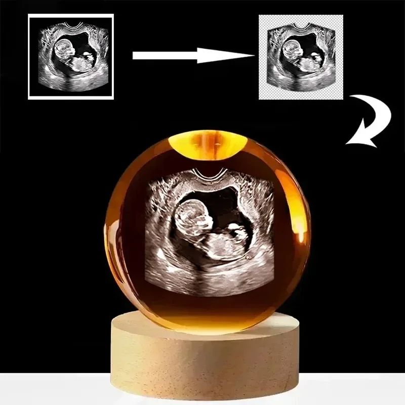 Engraved Crystal Ball Ultrasound Photo Optical Glass with Laser Engraving