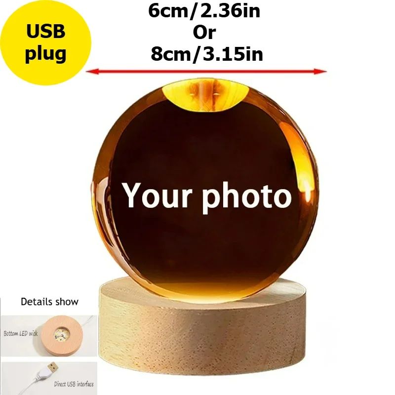 Engraved Crystal Ball Ultrasound Photo Optical Glass with Laser Engraving