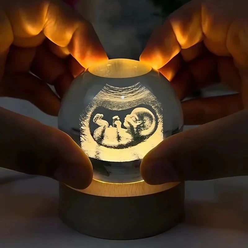 Engraved Crystal Ball Ultrasound Photo Optical Glass with Laser Engraving