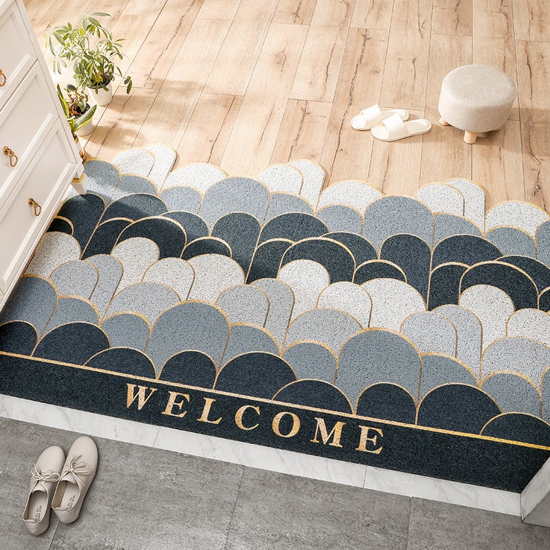 Entryway Doormat PVC Coil | Textured Scraper Surface with Scalloped Edges | Traps Dirt and Moisture Indoors and Out