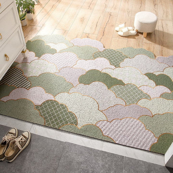 Entryway Doormat PVC Coil | Textured Scraper Surface with Scalloped Edges | Traps Dirt and Moisture Indoors and Out