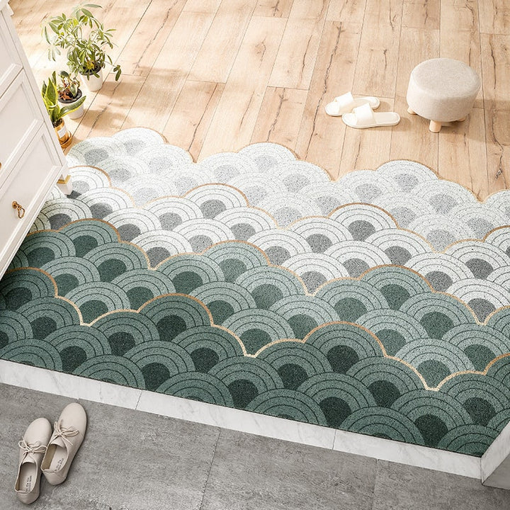 Entryway Doormat PVC Coil | Textured Scraper Surface with Scalloped Edges | Traps Dirt and Moisture Indoors and Out