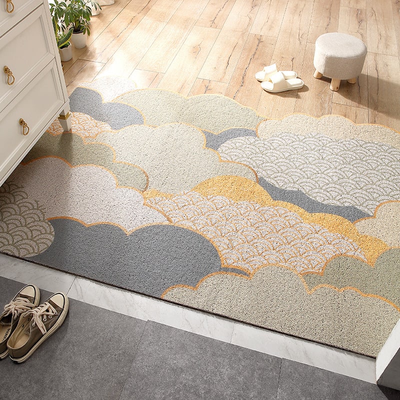 Entryway Doormat PVC Coil | Textured Scraper Surface with Scalloped Edges | Traps Dirt and Moisture Indoors and Out
