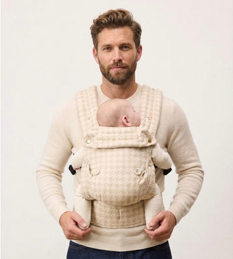Ergonomic Baby Carrier | 3 Carry Positions | 88% Cotton & Linen | Newborn to 2 Years | Houndstooth