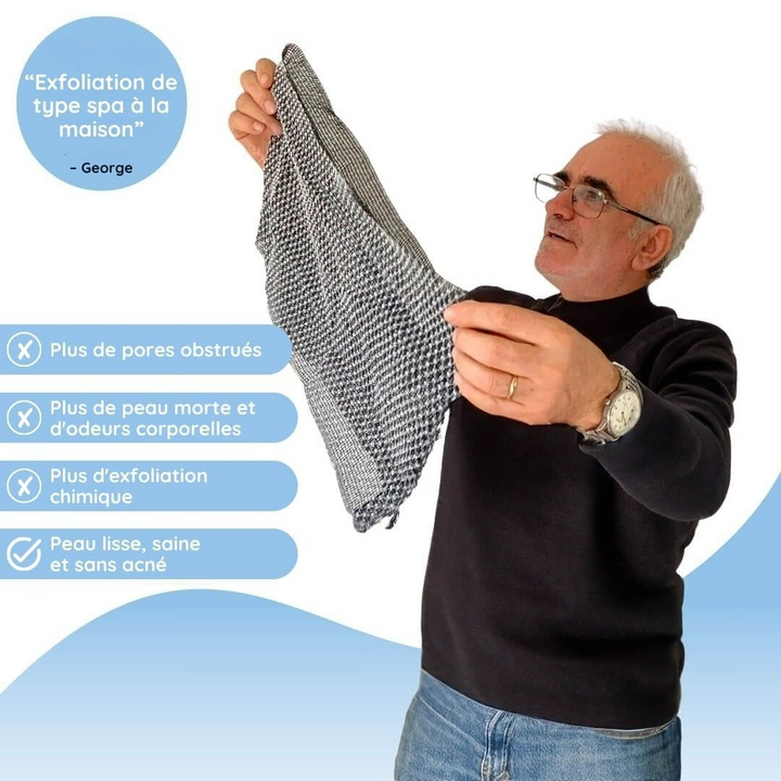 Exfoliating Shower Towel | Micro-Textured Surface for Deep Cleansing | Smoother, Brighter Skin for Shower or Bath Use