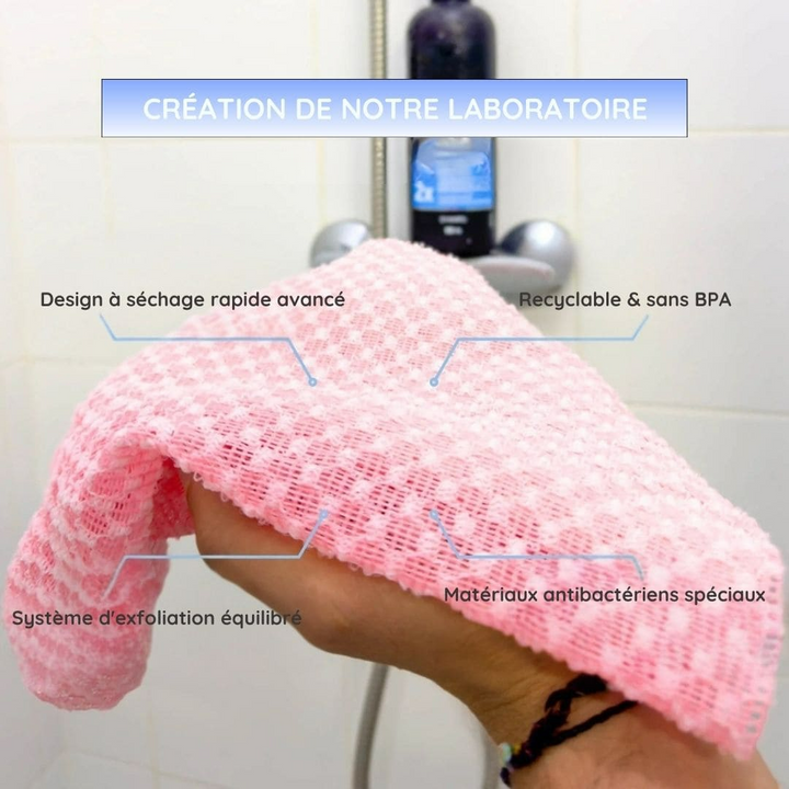 Exfoliating Shower Towel | Micro-Textured Surface for Deep Cleansing | Smoother, Brighter Skin for Shower or Bath Use