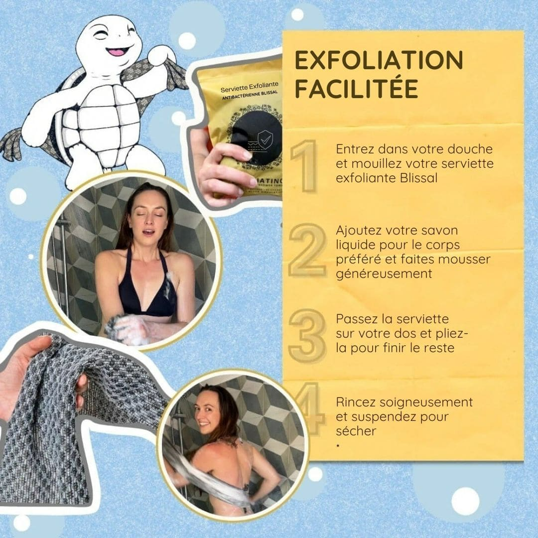 Exfoliating Shower Towel | Micro-Textured Surface for Deep Cleansing | Smoother, Brighter Skin for Shower or Bath Use