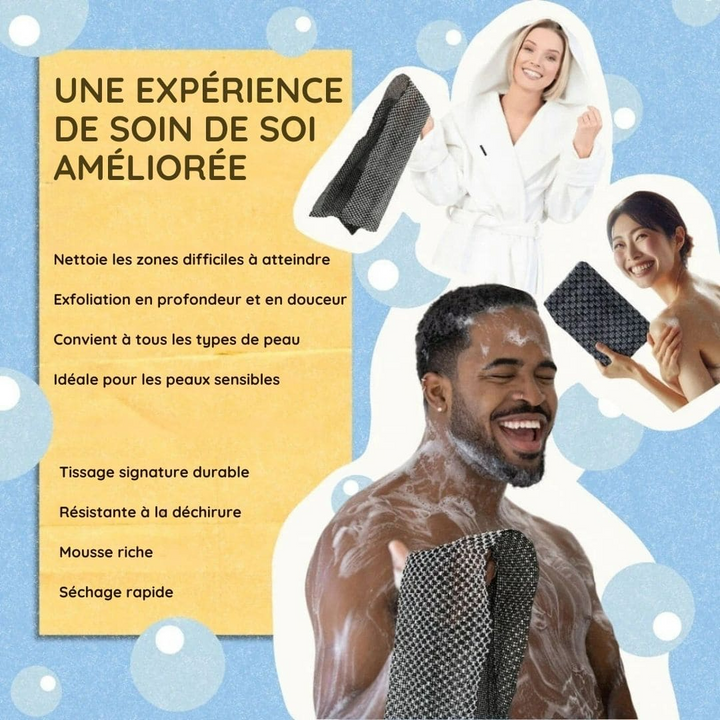 Exfoliating Shower Towel | Micro-Textured Surface for Deep Cleansing | Smoother, Brighter Skin for Shower or Bath Use