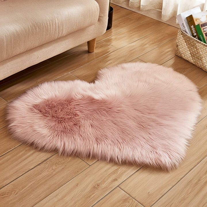 Heart Shaped Plush Rug Non Slip Machine Washable Floor Mat 1