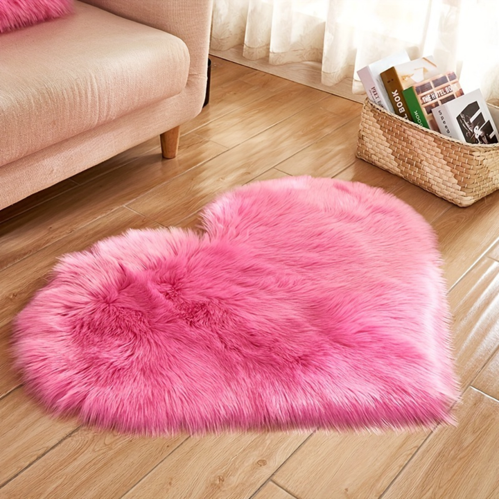 Heart Shaped Plush Rug Non Slip Machine Washable Floor Mat 2