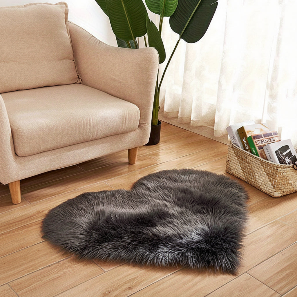 Heart Shaped Plush Rug Non Slip Machine Washable Floor Mat 3