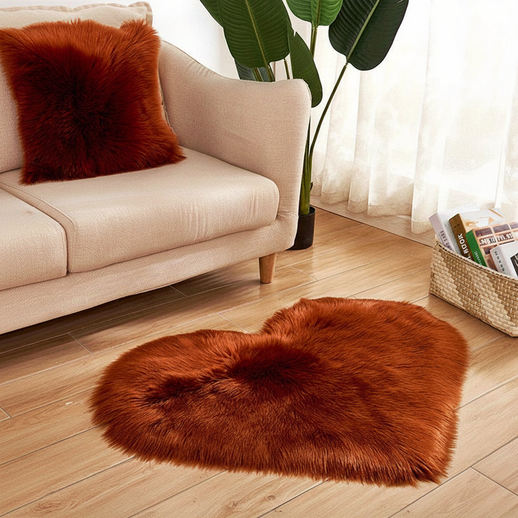 Heart Shaped Plush Rug Non Slip Machine Washable Floor Mat 4