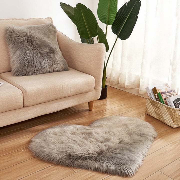 Heart Shaped Plush Rug Non Slip Machine Washable Floor Mat 5