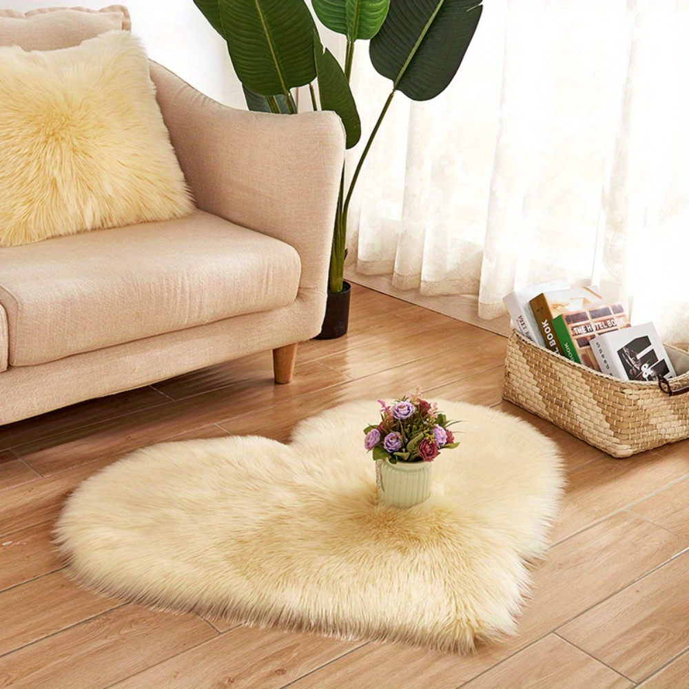 Heart Shaped Plush Rug Non Slip Machine Washable Floor Mat 6