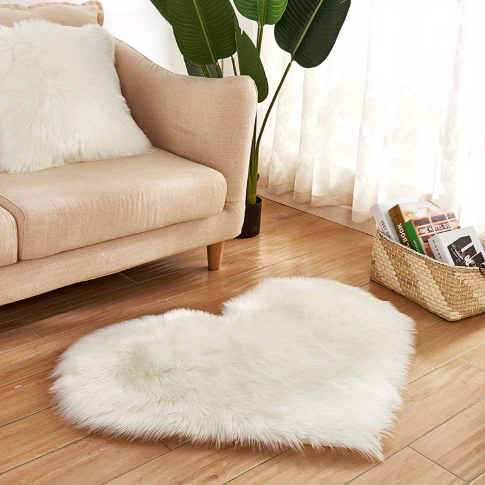 Heart Shaped Plush Rug Non Slip Machine Washable Floor Mat 8