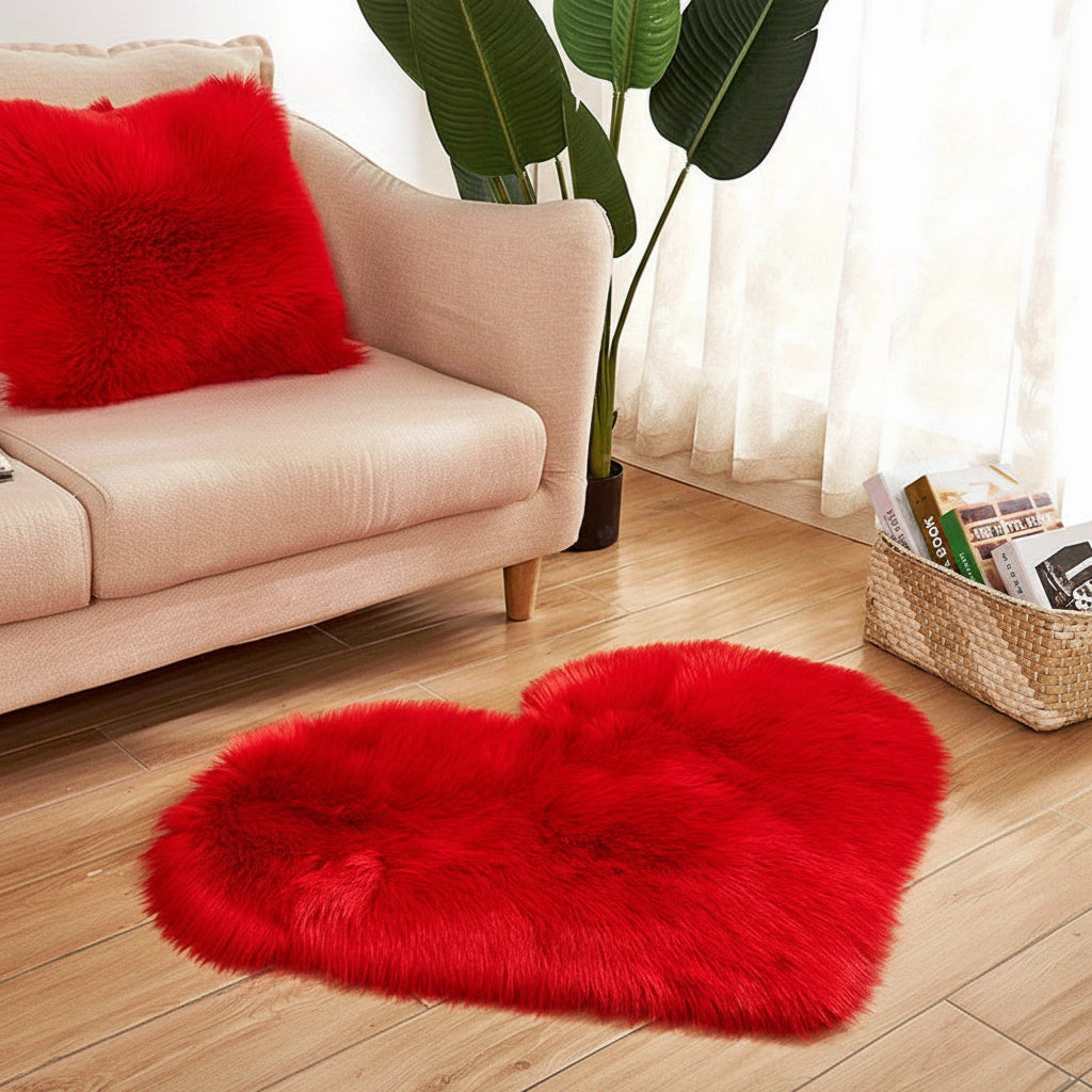 Heart Shaped Plush Rug Non Slip Machine Washable Floor Mat 7