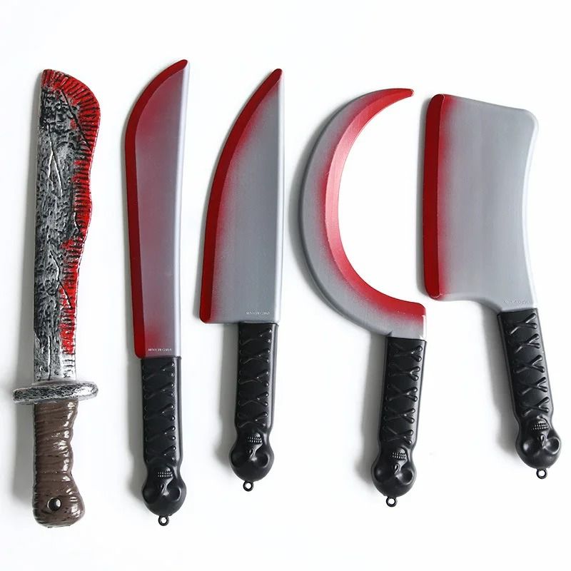 Fake Bloody Knife Prop Halloween | Blunt Safe Rounded Plastic Blade | Non-Toxic ABS Plastic Costume Accessory Prop