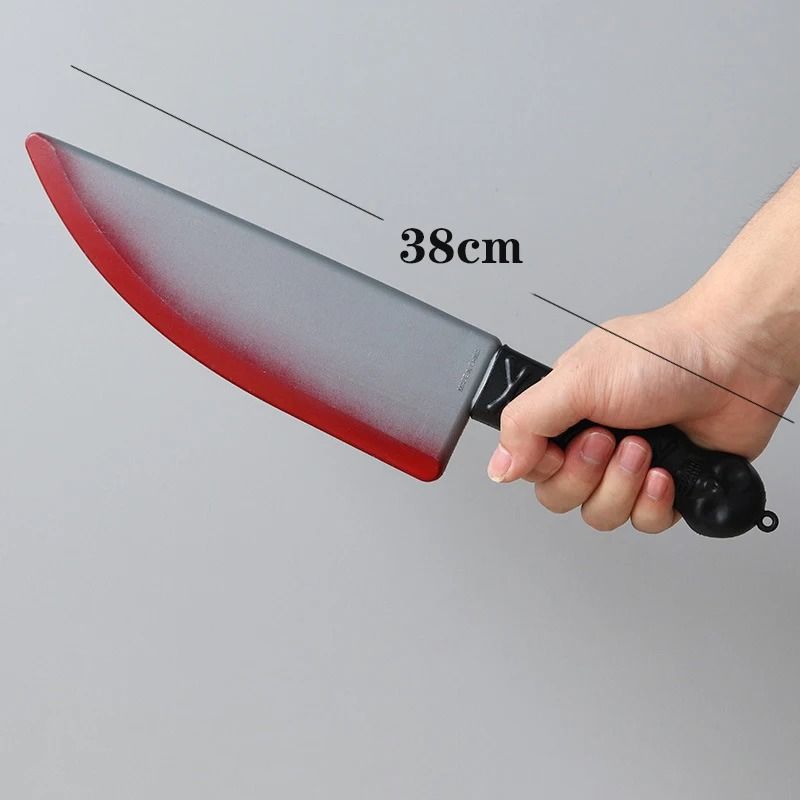 Fake Bloody Knife Prop Halloween | Blunt Safe Rounded Plastic Blade | Non-Toxic ABS Plastic Costume Accessory Prop