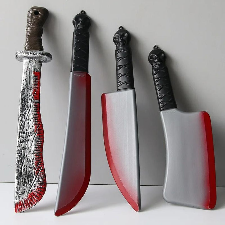 Fake Bloody Knife Prop Halloween | Blunt Safe Rounded Plastic Blade | Non-Toxic ABS Plastic Costume Accessory Prop