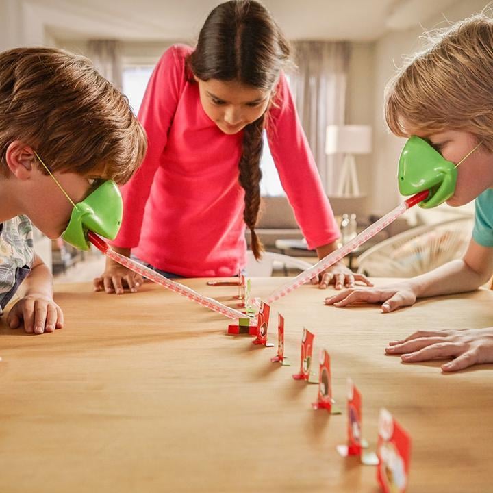 Family Game Chameleon Mask Target Cards Kids with Blow-Powered Tongue