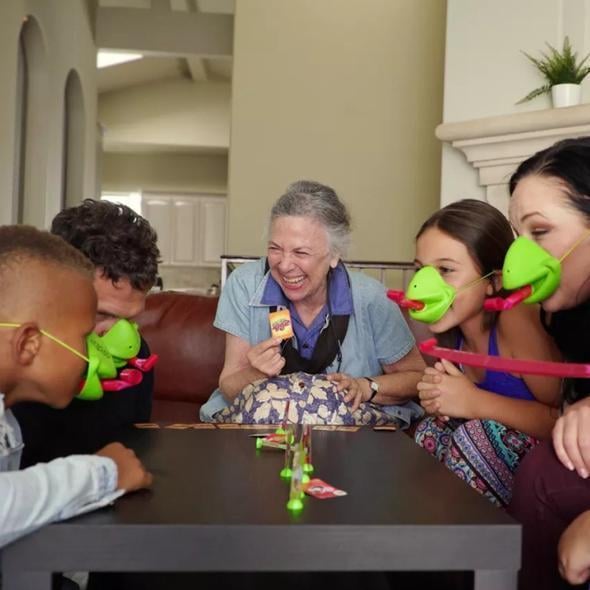 Family Game Chameleon Mask Target Cards Kids with Blow-Powered Tongue