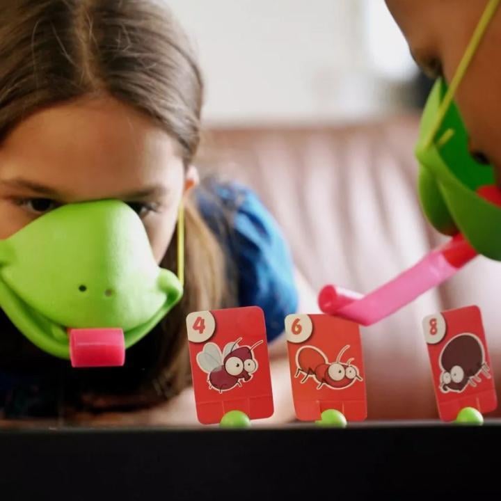 Family Game Chameleon Mask Target Cards Kids with Blow-Powered Tongue