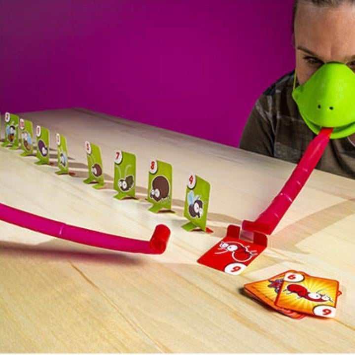 Family Game Chameleon Mask Target Cards Kids with Blow-Powered Tongue