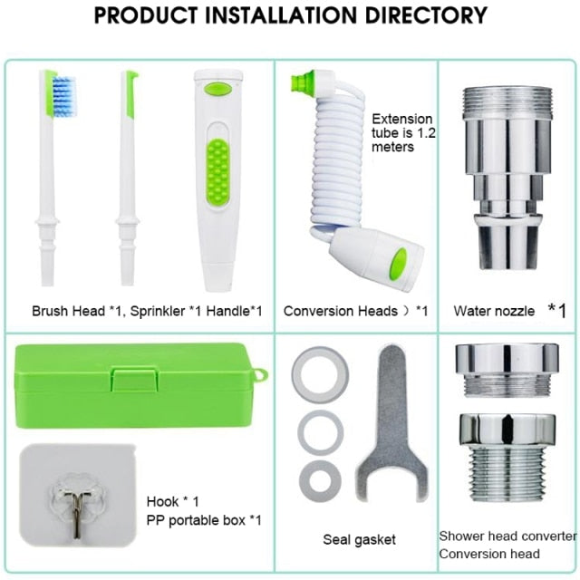 Faucet Water Flosser | 2 or 6 Nozzle Set | No Power Needed, Plug-In Toothbrush &amp; Oral Irrigator for Teeth and Gums