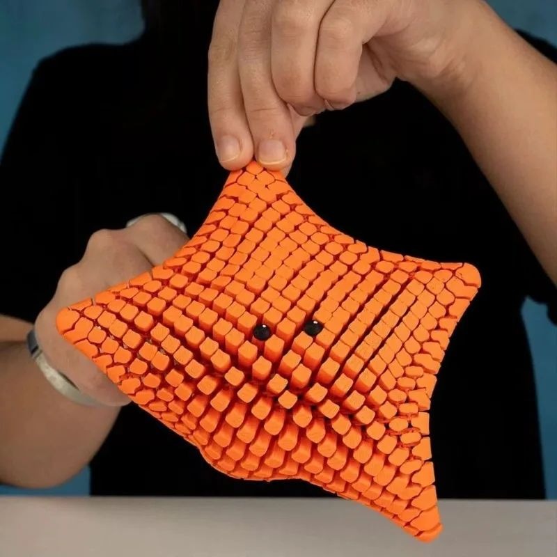 Fidget Toy 3D Printed Poseable Starfish with Quiet Click-Free Joints