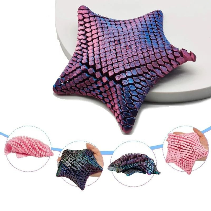 Fidget Toy 3D Printed Poseable Starfish with Quiet Click-Free Joints