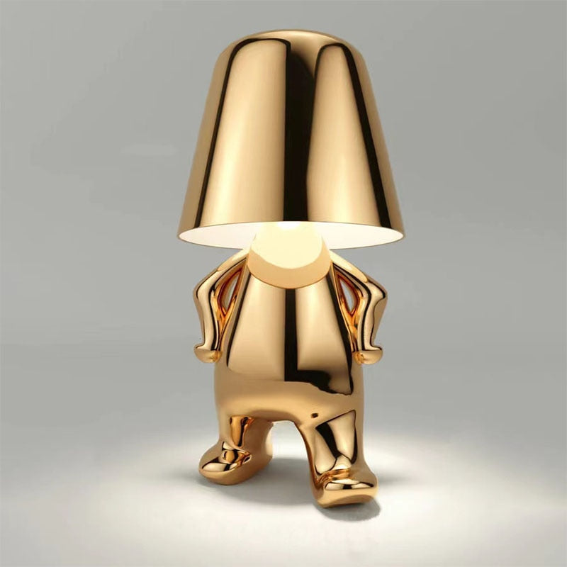 Figurine Table Lamp | Touch Dimmer & Rechargeable Battery | Gold or Silver Finish, Warm Ambient Light for Living Room, Bedroom