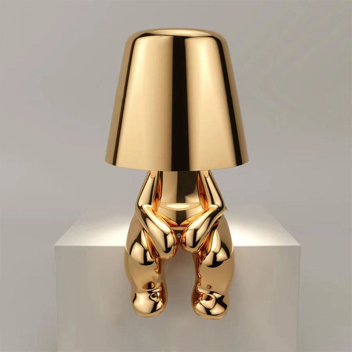 Figurine Table Lamp | Touch Dimmer &amp; Rechargeable Battery | Gold or Silver Finish, Warm Ambient Light for Living Room, Bedroom