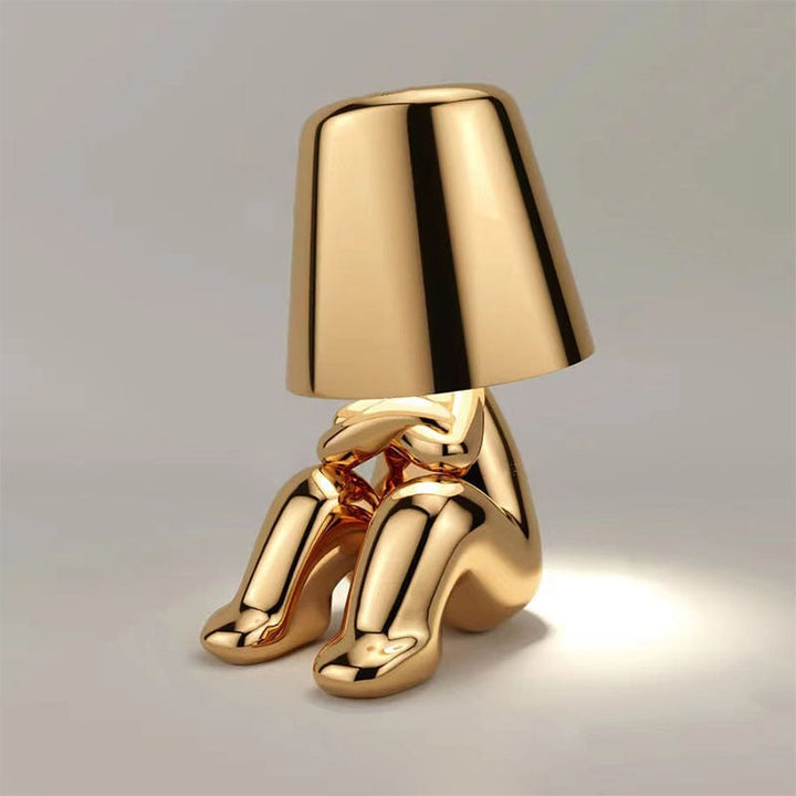 Figurine Table Lamp | Touch Dimmer &amp; Rechargeable Battery | Gold or Silver Finish, Warm Ambient Light for Living Room, Bedroom