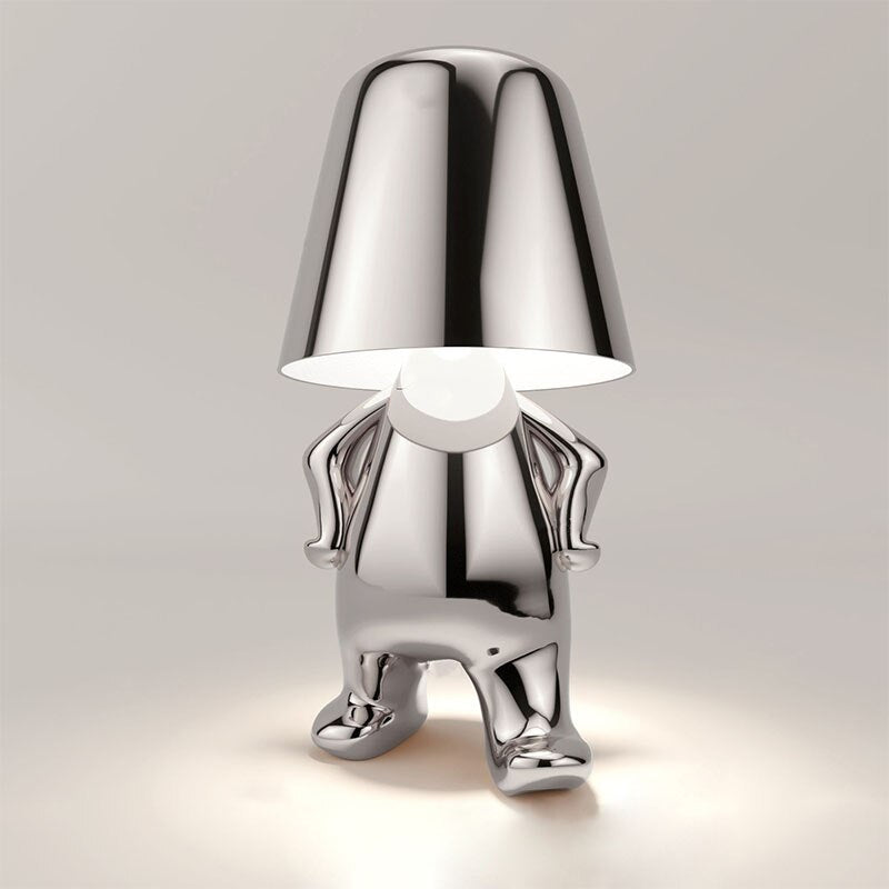 Figurine Table Lamp | Touch Dimmer &amp; Rechargeable Battery | Gold or Silver Finish, Warm Ambient Light for Living Room, Bedroom