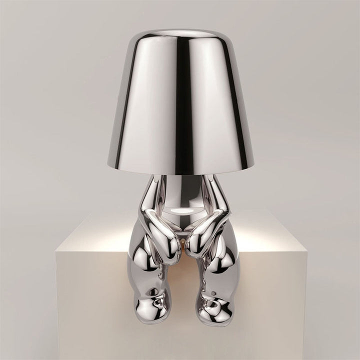 Figurine Table Lamp | Touch Dimmer &amp; Rechargeable Battery | Gold or Silver Finish, Warm Ambient Light for Living Room, Bedroom