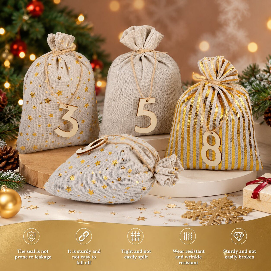 Fillable Advent Calendar Sacks 2026 | 24 Numbered Fabric Bags | Reusable Countdown Calendar to Fill Yourself with Gifts and Sweets
