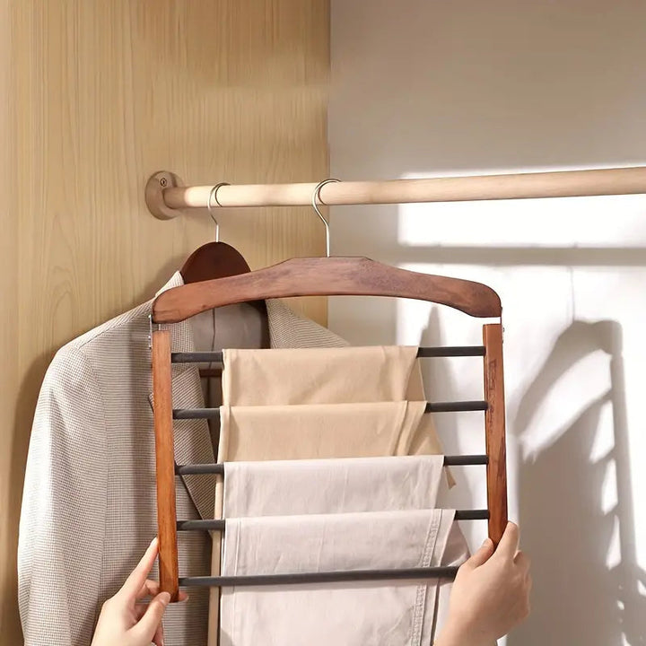 Five-Tier Trouser Hanger | Sleeved Bars, Shaped Shoulder Top