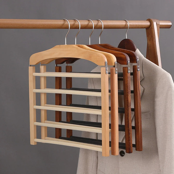 Five-Tier Trouser Hanger | Sleeved Bars, Shaped Shoulder Top