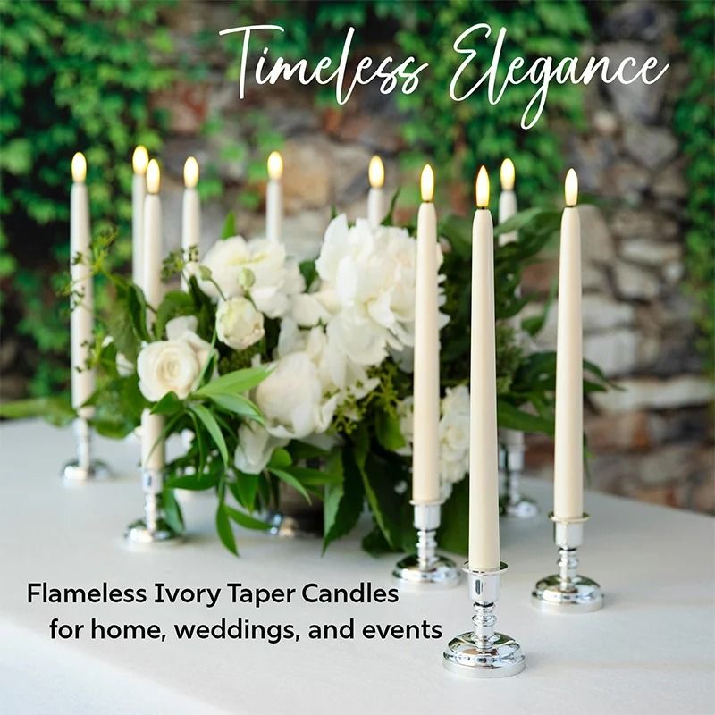 Flameless LED Taper Candles | 12-Piece Set with Realistic Flicker | Battery-Operated, Reusable & Drip-Free Safety