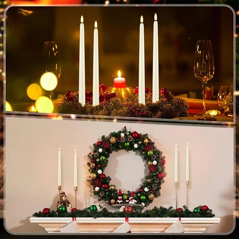 Flameless LED Taper Candles | 12-Piece Set with Realistic Flicker | Battery-Operated, Reusable &amp; Drip-Free Safety
