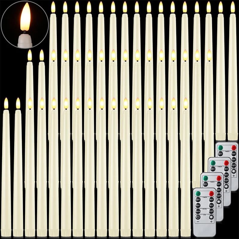 Flameless LED Taper Candles | 12-Piece Set with Realistic Flicker | Battery-Operated, Reusable & Drip-Free Safety