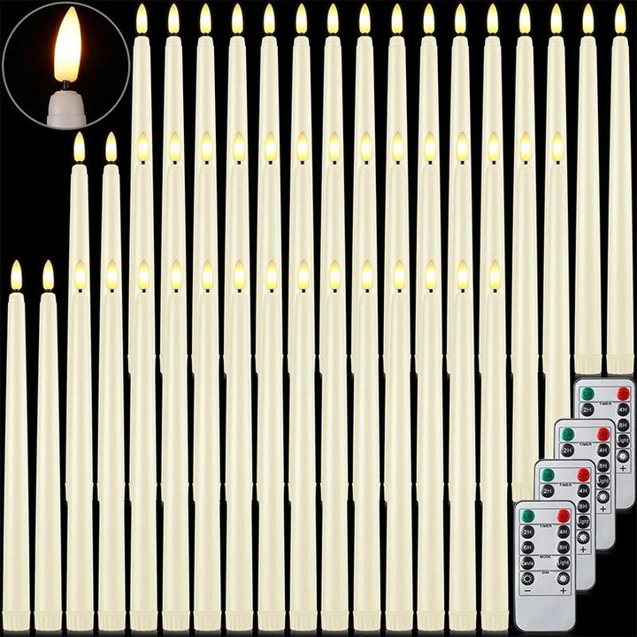 Flameless LED Taper Candles | 12-Piece Set with Realistic Flicker | Battery-Operated, Reusable &amp; Drip-Free Safety