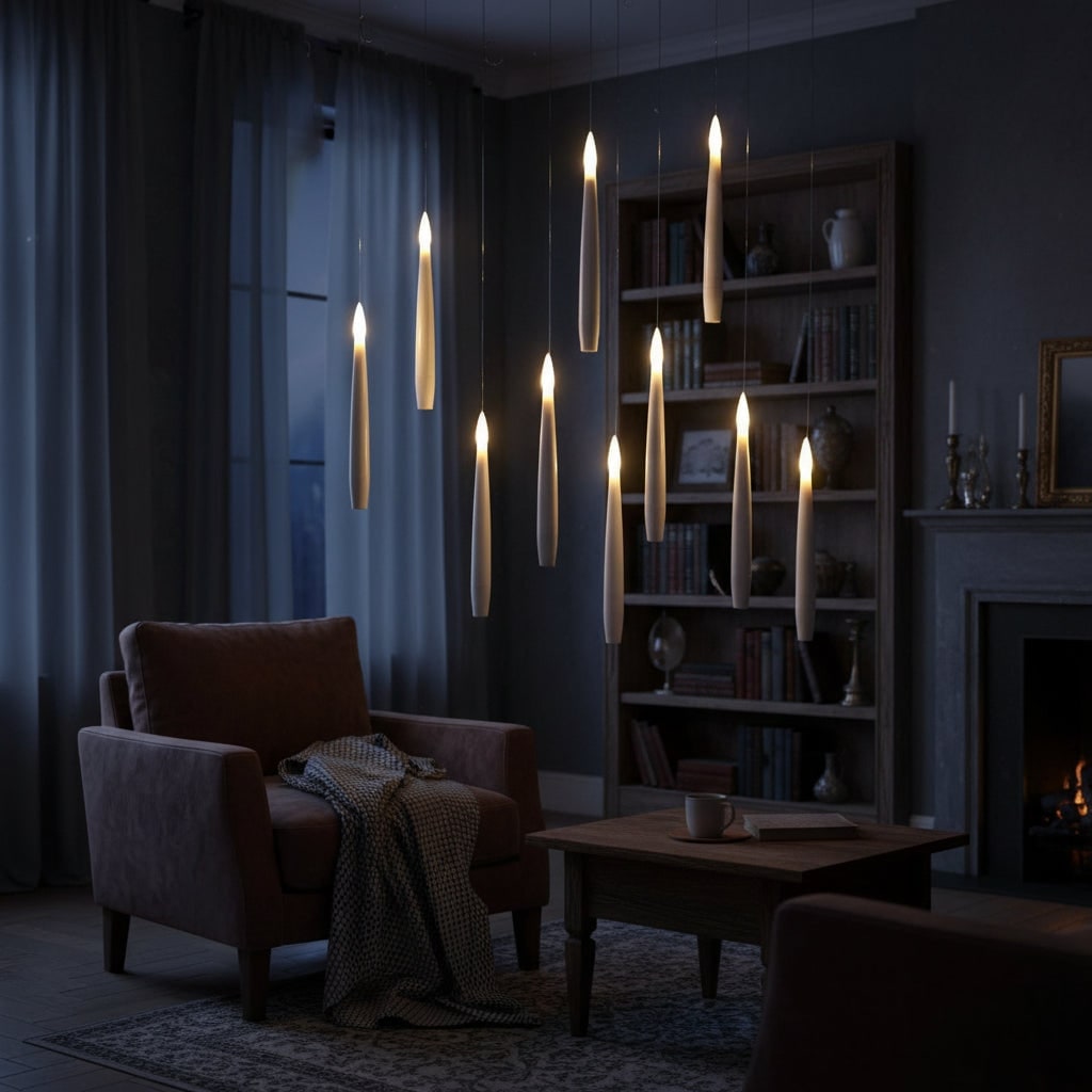 Flameless LED Taper Candles Halloween | Remote Control &amp; Floating Design | Battery Operated Warm White Flickering Effect