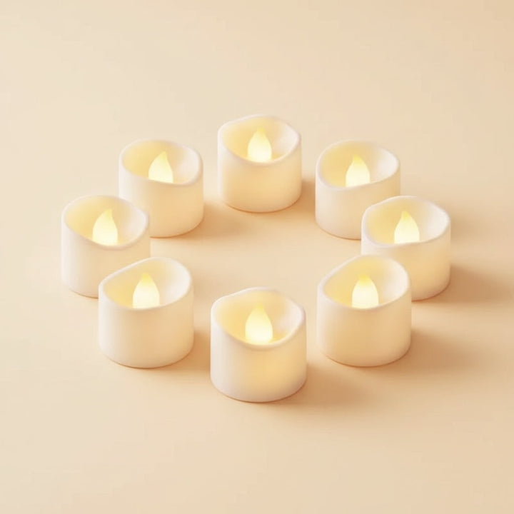 Flameless LED Tea Lights Halloween | Pack of 24 Battery Operated Candles | Flickering Warm Glow with Wavy Melted Edge