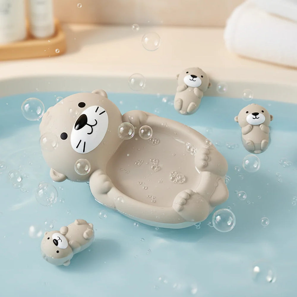 Floating Bath Toy Set Animal Hippo Otter Multicolour with Sealed Design